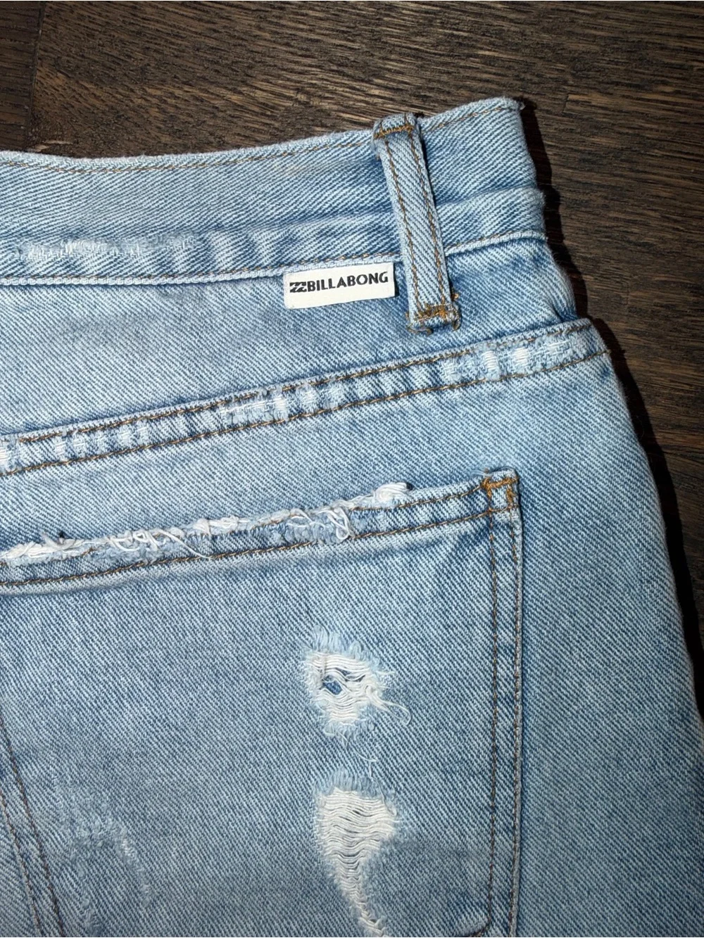 Billabong Light Blue Distressed Denim Cutoff Shorts